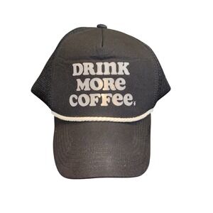 Dutch Bros Coffee Drink More Coffee Black Mesh Trucker Hat Snapback Rope Cap